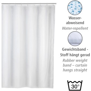 Weißer Wenko Anti-Schimmel Duschvorhang aus Polyester, 120x200 cm.