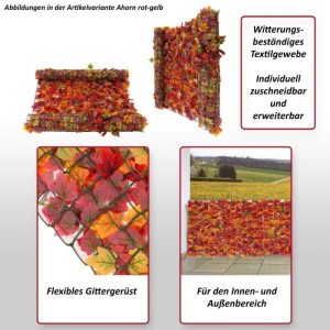 MCW Balkonsichtschutz N77, 300x150cm, Ahorn rot-gelb, für Balkon und Garten.