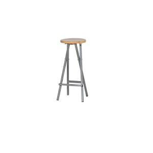 Fun Star Barhocker: Beige Kieferholz Sitzfläche, Stahlgestell, 82cm hoch.