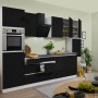 Respekta Küchenzeile 320 cm, grifflos, schwarz hochglanz/weiß, ohne E-Geräte.
