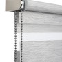 Graues Gardinia Doppelrollo de Luxe, 50x180 cm, mit Kettenzug und silbernen Metallkomponenten.