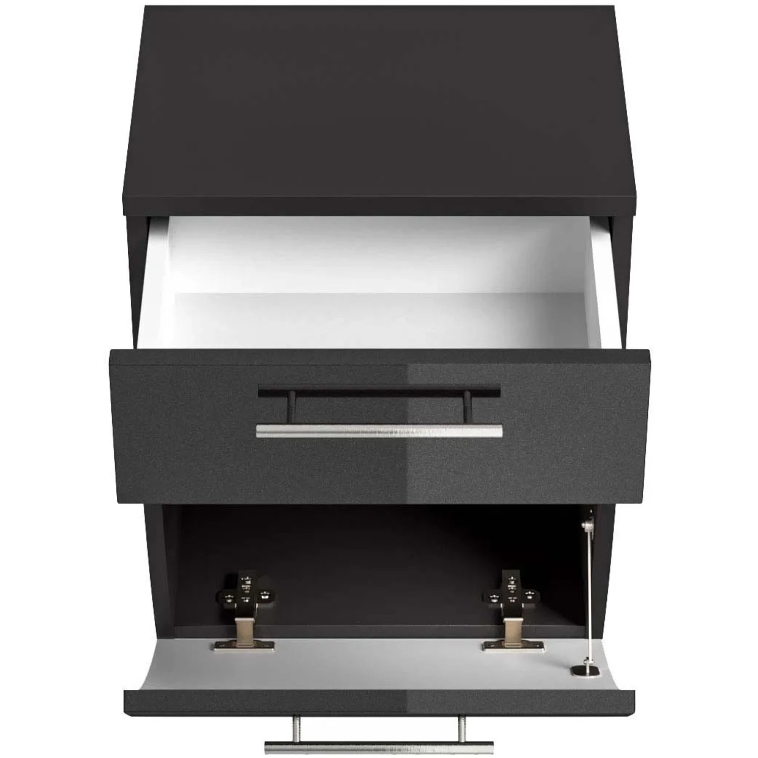 Posseik Bad-Hängeschrank Salona, anthrazit, 40 cm breit, mit offener Schublade und Tür.