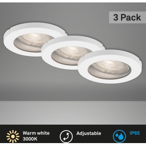 Briloner LED-Einbaustrahler 3er-Set, weiß, IP65, für Innenräume und Bad geeignet.