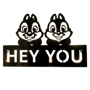 Disney Chip & Chap Türschild „Hey You“ aus Metall mit LED-Beleuchtung, 19 cm.