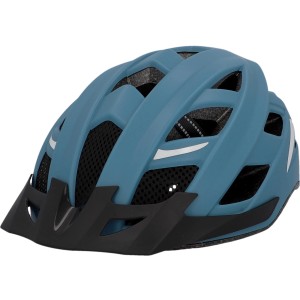 Blauer Fischer Fahrradhelm Urban Plus Chicago L/XL mit schwarzem Visier und Belüftungsöffnungen.