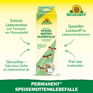 Neudorff Speisemotten-Klebefalle zur Erkennung von Lebensmittelmottenbefall in Küche und Vorratsschrank.