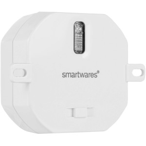 Weißer Smartwares Einbauschalter mit Dimmer für Hausfunksteuerung im Innenbereich.