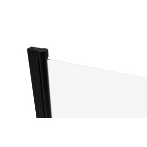 Detailaufnahme: Aurlane Badewannenfaltwand Black Spirit, 3-teilig, mit schwarzem Rahmen.