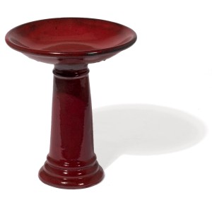 Kirschke Vogeltränke Wei Ø 35 cm, Seal Red, aus Steingut für Gartendekoration.