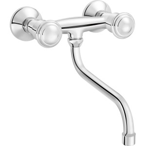 Chromfarbene baliv Küchenarmatur KI-5100, Zweigriffarmatur mit schwenkbarem Auslauf.