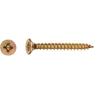 Gelb verzinkte LUX Spanplattenschraube 4x50 mm mit Senkkopf und PZ-Antrieb, 200 Stück.