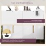 okwish Sideboard mit Geometrischem Design Goldene Griffe Wohnzimmer 152x40x75cm Weiß_7