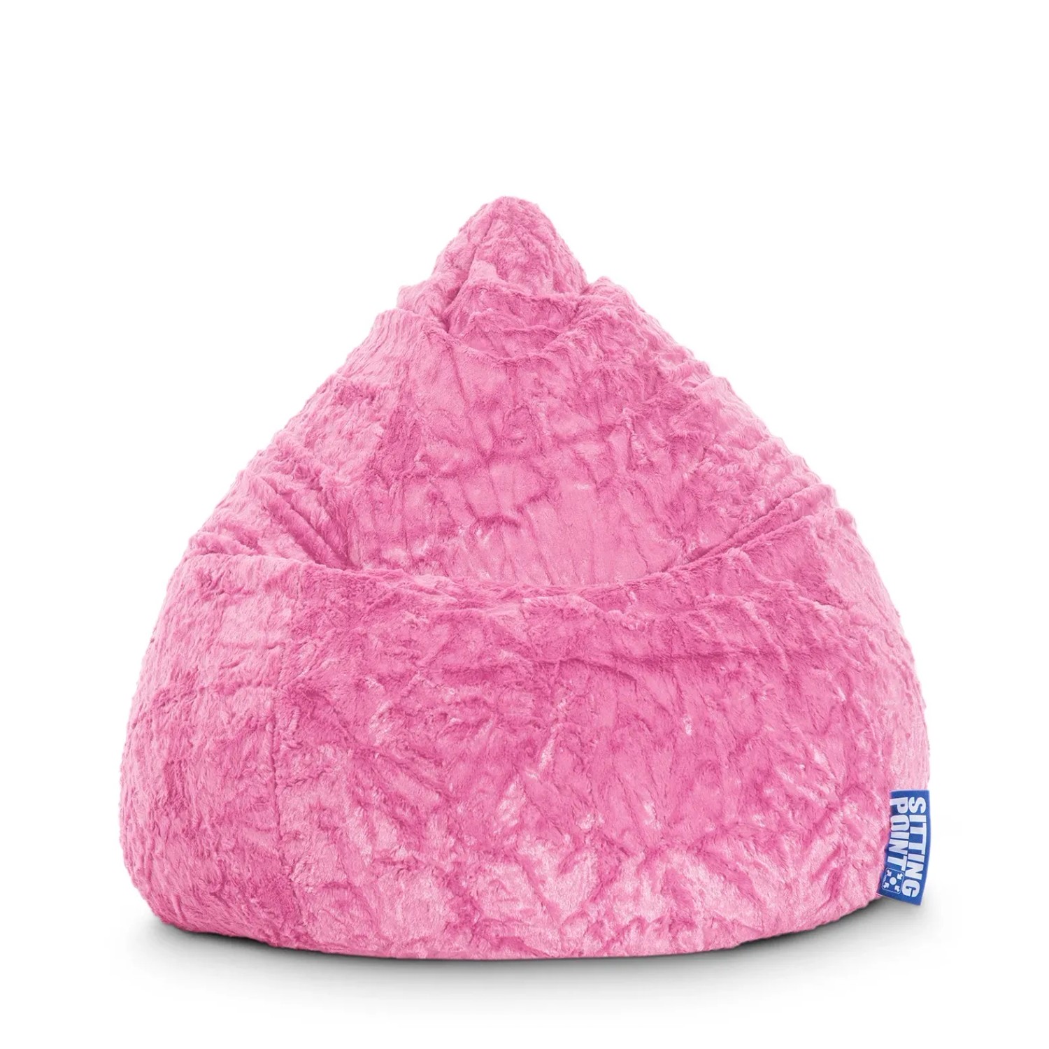 Pinker Sitting Point Sitzsack Fluffy (120 l) aus Plüsch, geeignet für Kinderzimmer.