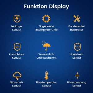 Junsun 11kW Typ 2 EV-Ladegerät: Display mit intelligenten Funktionen und Schutz vor Leckage, Kurzschluss, Überstrom, Überspannung, Blitz, Übertemperatur, wasserdicht.