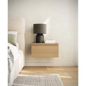Selsey Bemmi Hängender Nachttisch in Eiche Optik mit Schublade. Modernes Design für Schlafzimmer, wandmontiert.