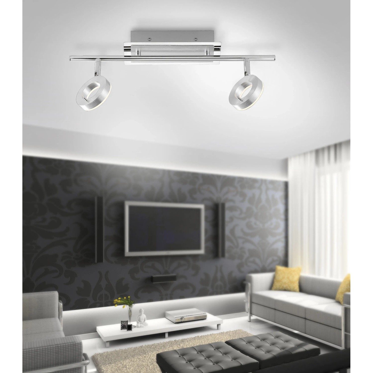 Paul Neuhaus Deckenleuchte Mit Schwenkbaren Spots – Aluminium Matt, LED, Spritzwassergeschützt
