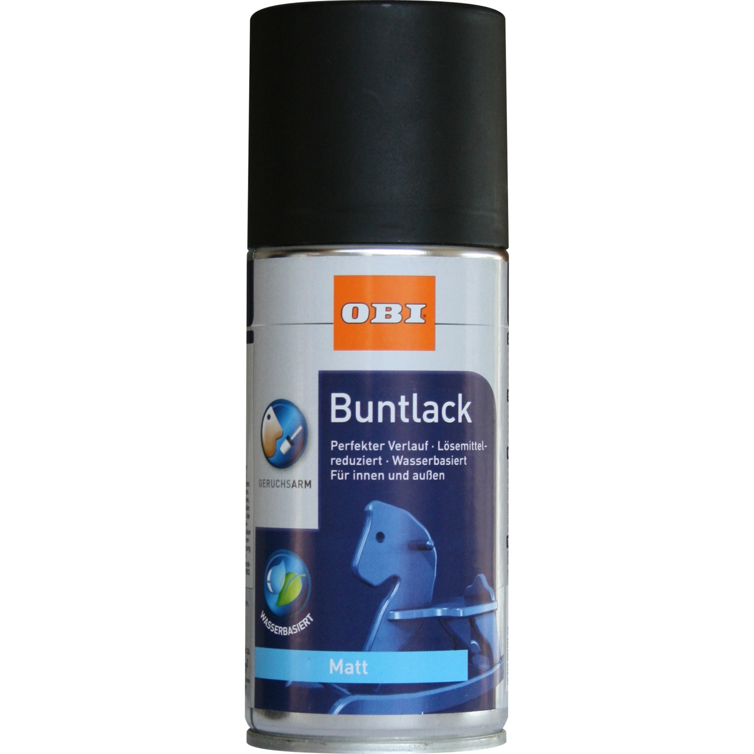 OBI Buntlack Spray RAL 9005 Tiefschwarz matt, 150ml Dose.