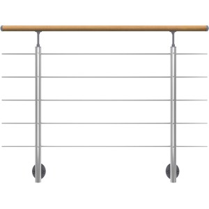 Dolle Geländerset mit Eichehandlauf, 150 cm, für die Seitenmontage. Treppengeländer aus Holz und Metall.