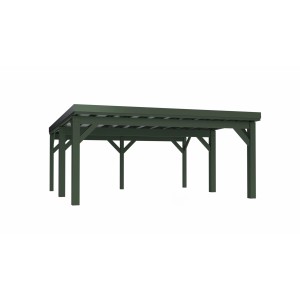 Holzbrüder Carport Ralf 36 in Chromgrün-Dornengrün, 250 kg/m² Schneelast.
