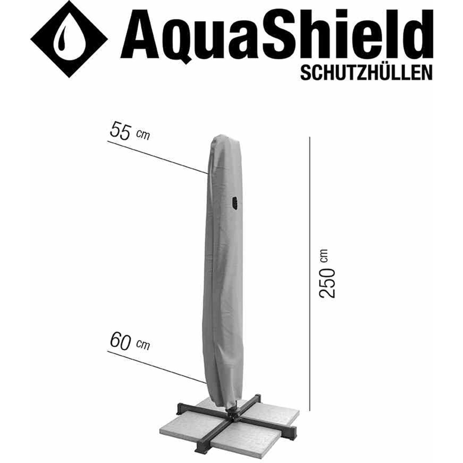 Siena Garden Schutzhülle für Ampelschirm, AquaShield, 55-60 cm x 250 cm.