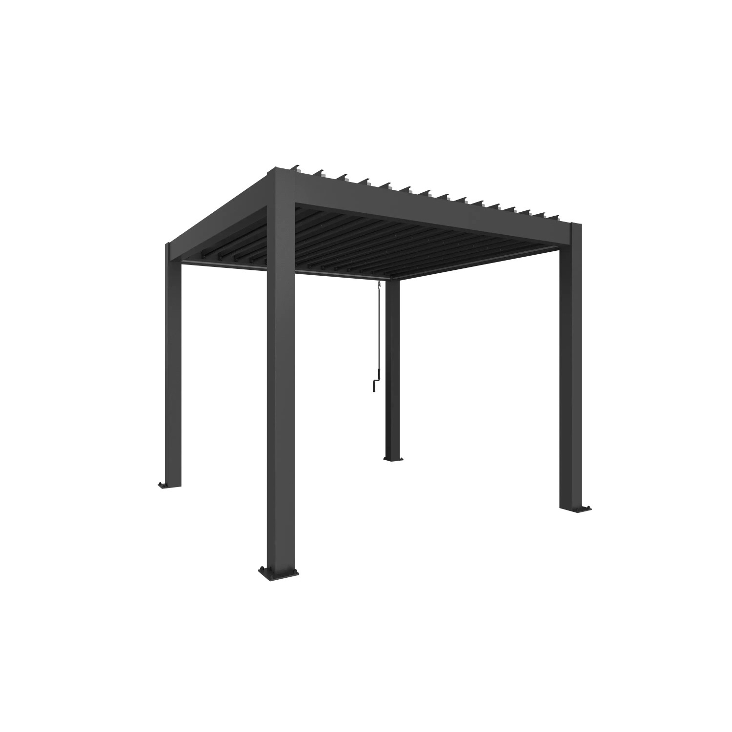 Biohort Pergola, dunkelgrau-metallic, 255x312x312 cm, Terrassenüberdachung mit Lamellen.