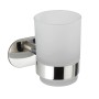 Wenko Zahnputzbecherhalter Uno Orea Shine: Wandhalterung aus Edelstahl mit satiniertem Glasbecher.