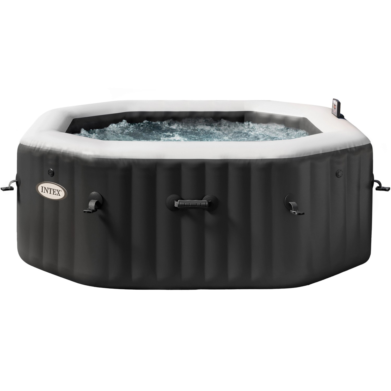 Intex PureSpa Octagon: Aufblasbarer Whirlpool mit Salzwassersystem, Ø 201 cm.