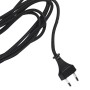 Schwarzes Textilkabel mit flachem EU-Stecker, gewickelt. Zubehör für PR Home Wells Pendelleuchte.