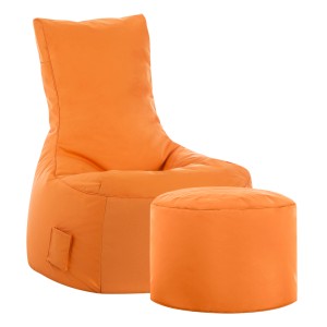 Oranger Sitting Point Hocker DotCom (60 l) mit Fußhocker. Sitzsack für Indoor & Outdoor.