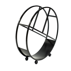 Schwarzes Westmann Stahl Kaminholzregal Osiris, 80x82 cm, mit drei Fächern.