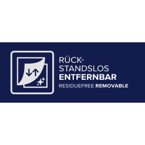 Symbol für rückstandslose Entfernung des tesa Insect Stop Lamellenvorhangs.