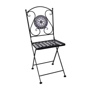 Garten Pleasure Balkonstuhl Jalua, 3-teilig, weiß-grau, mit Mosaik-Detail.