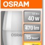 Osram LED-Leuchtmittel E14 Kerzenform, 4,9W, warmweiß, 470lm. Detailaufnahme der Verpackung.