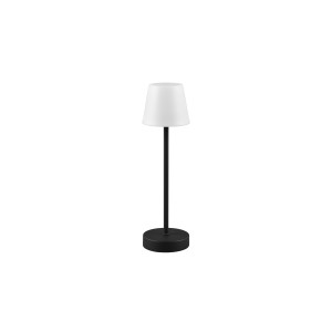 Reality LED-Tischleuchte Martinez, schwarz matt, Ø 11 cm. Dekorative Akku-Leuchte mit Touch-Schalter.