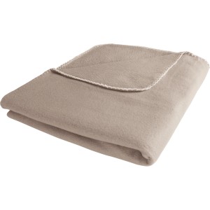 Gefaltete, hellgraue Fleecedecke (130x160 cm) mit Kettelrand. Ideal als Überwurf.