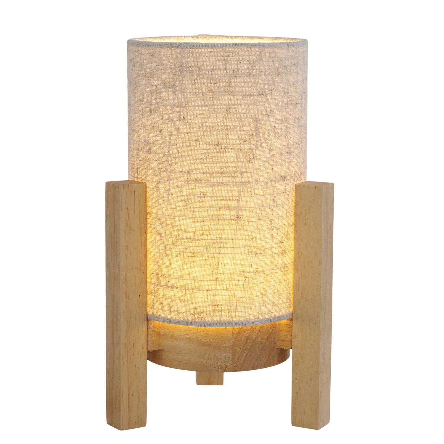 Näve LED-Tischleuchte Madita mit Leinen-Schirm und Holzfuß, naturfarben.
