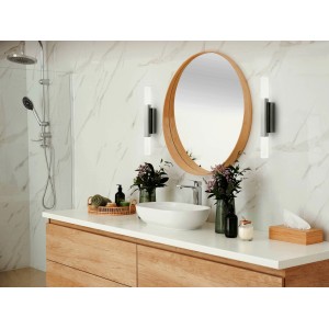 Moderne Eglo LED-Wandleuchte Alcudia, 2-flammig, 42 cm, Chrom im Badezimmer.