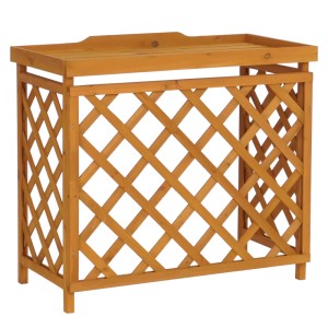 MCW Verkleidung Q14 für Klimaanlage/Wärmetauscher aus Holz, naturfarben, mit Ablagefläche und Gitterdesign.
