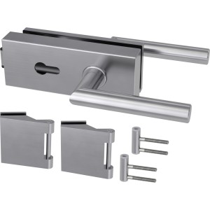 Novadoors Schlosskasten Nova 61, Edelstahloptik, für Glastüren und Schiebetüren.