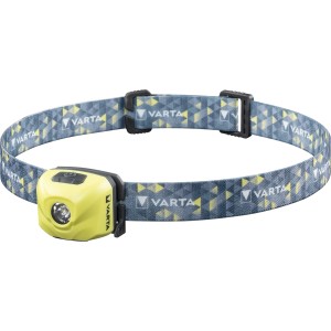 Varta LED-Kopflampe Outdoor Sports Ultralight H30R Lime mit blau-gelbem Stirnband.