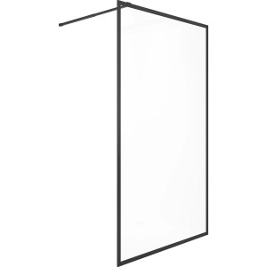 baliv Walk-In Duschabtrennung DUK-120.81, 120x195 cm, mit schwarzem Rahmen und Stabilisationsbügel.