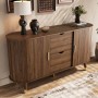 okwish Sideboard mit 2 Schiebetüren 2 Schubladen Wohnzimmer 140x79.5x40cm Braun_3