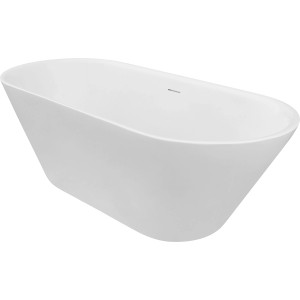 Freistehende, weiße Ottofond Badewanne Eko, 150x75 cm. Moderne Badewanne mit Mittelablauf.