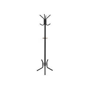 Schwarzer Songmics Hutständer mit 12 Haken, 176 cm hoch, für Jacken, Hüte und Accessoires.
