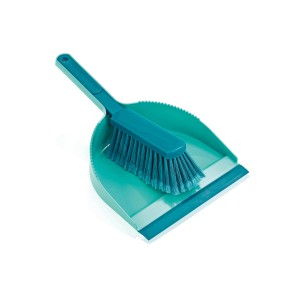 Türkisfarbenes Handkehrset Classic: Kehrschaufel mit Besen für die Reinigung im Haushalt.