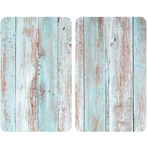 2er-Set Allstar Glasabdeckplatten Blue Wood für Glaskeramik-Kochfelder mit Holz-Optik.