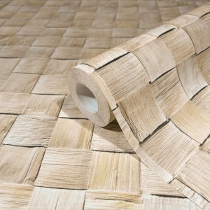 Marburg Vliestapete mit 3D-Optik geflochtener Rechtecke in Weiß-Beige.