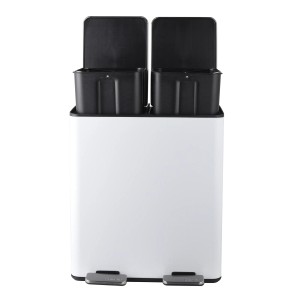 Spirella Kosmetikeimer Aliya, 2x20L, Weiß Matt, mit zwei Fächern zur Mülltrennung.