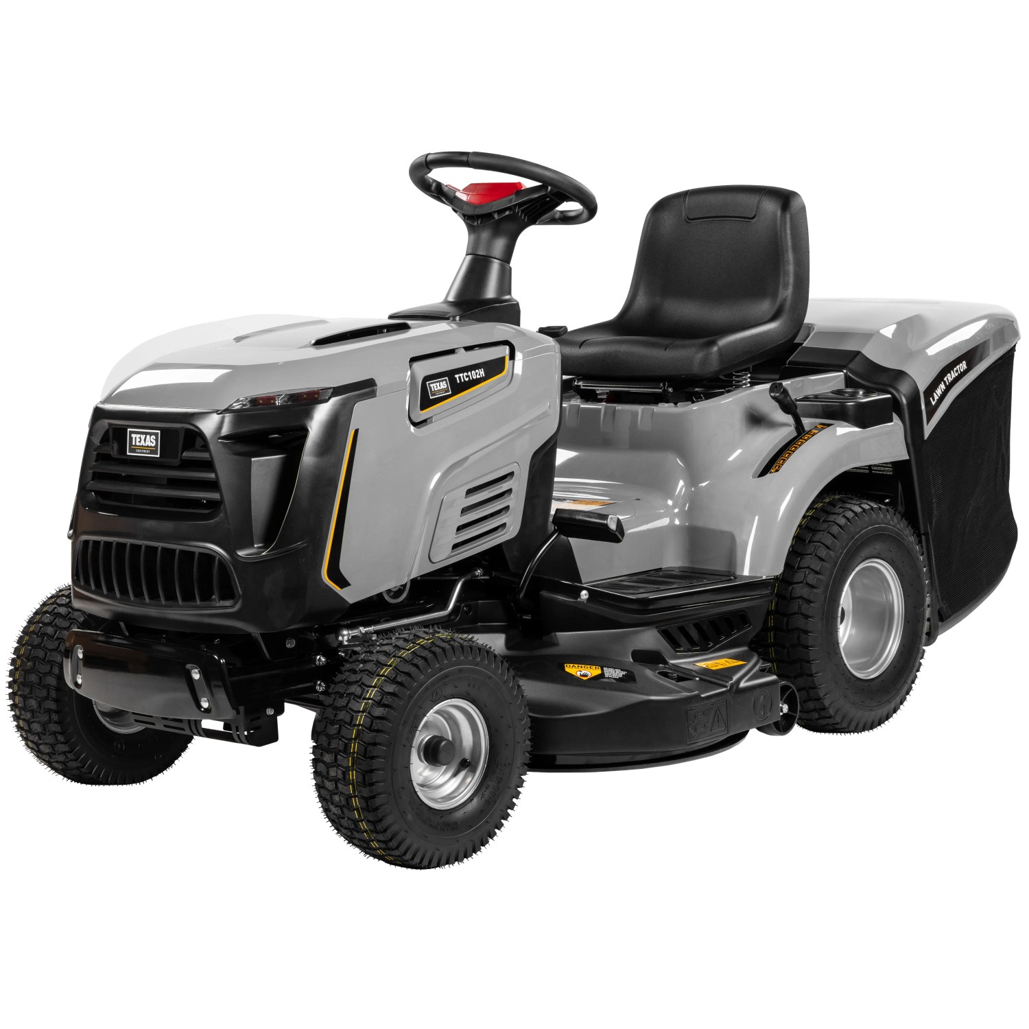 Texas Benzin-Rasentraktor Premium TTC102H, Rasentraktor mit 102 cm Schnittbreite und Fangkorb.