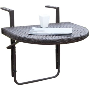 Klappbarer Balkon-Hängetisch Agra, 60x50 cm, braunes Rattan, ideal für kleine Balkone.